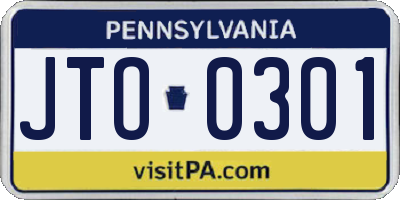 PA license plate JTO0301