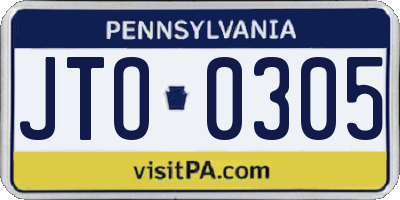 PA license plate JTO0305