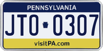 PA license plate JTO0307