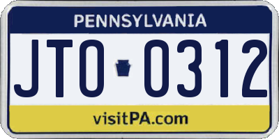 PA license plate JTO0312