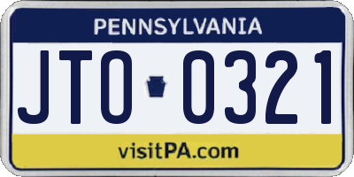 PA license plate JTO0321