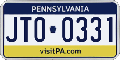 PA license plate JTO0331