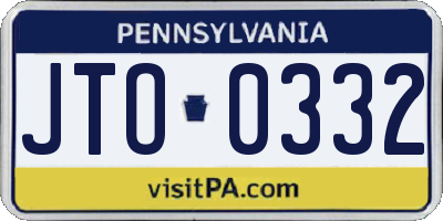 PA license plate JTO0332