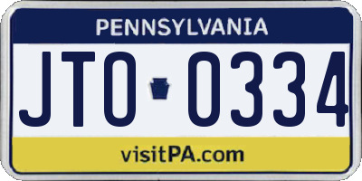 PA license plate JTO0334