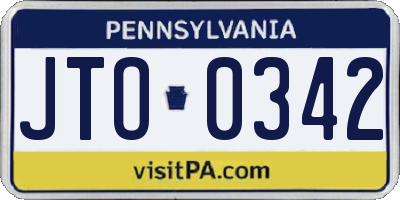 PA license plate JTO0342