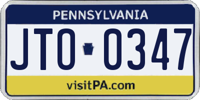 PA license plate JTO0347
