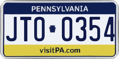 PA license plate JTO0354