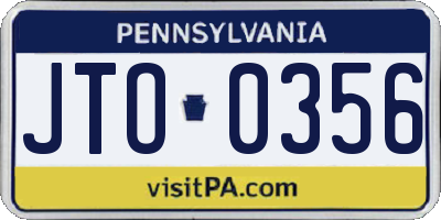PA license plate JTO0356