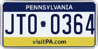 PA license plate JTO0364