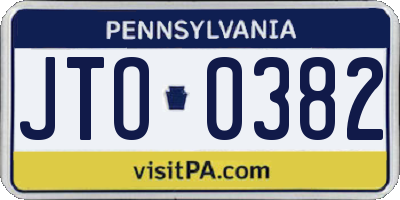 PA license plate JTO0382