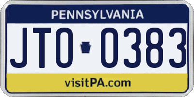 PA license plate JTO0383