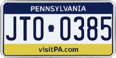 PA license plate JTO0385