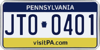 PA license plate JTO0401