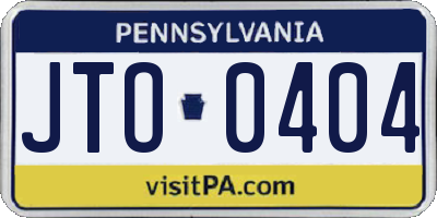 PA license plate JTO0404