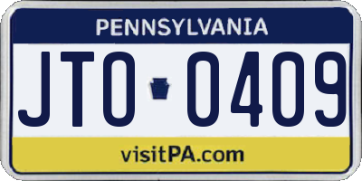 PA license plate JTO0409
