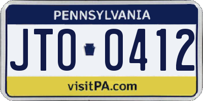 PA license plate JTO0412