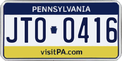PA license plate JTO0416