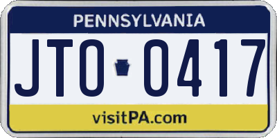 PA license plate JTO0417