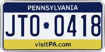 PA license plate JTO0418