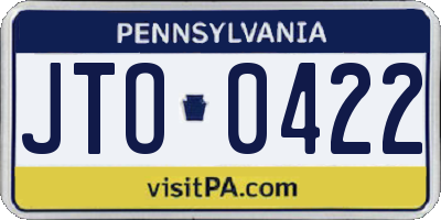 PA license plate JTO0422