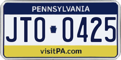 PA license plate JTO0425