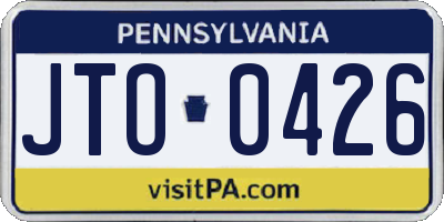 PA license plate JTO0426