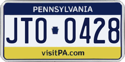 PA license plate JTO0428
