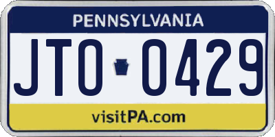 PA license plate JTO0429