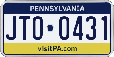 PA license plate JTO0431