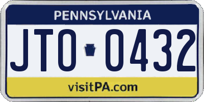 PA license plate JTO0432