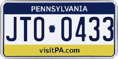 PA license plate JTO0433