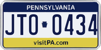 PA license plate JTO0434