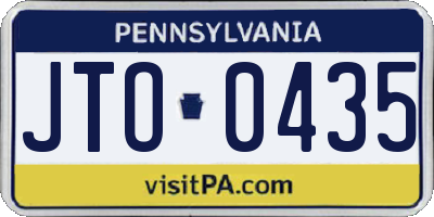 PA license plate JTO0435