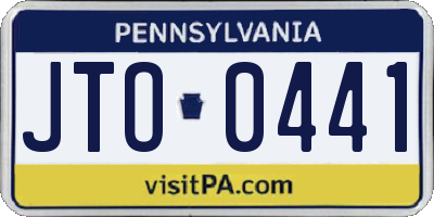 PA license plate JTO0441