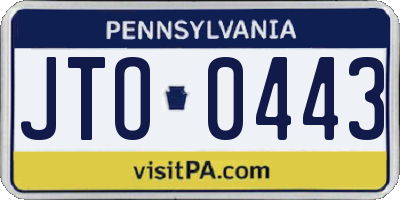 PA license plate JTO0443
