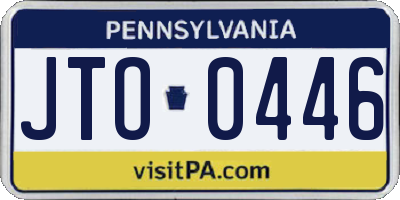 PA license plate JTO0446