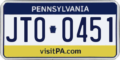 PA license plate JTO0451