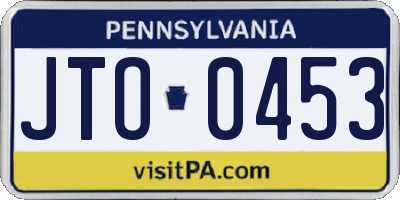 PA license plate JTO0453