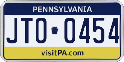 PA license plate JTO0454