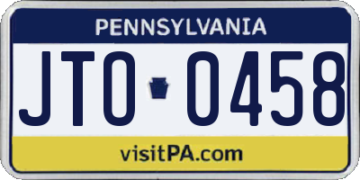 PA license plate JTO0458