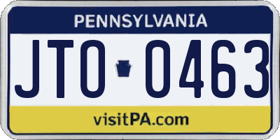 PA license plate JTO0463