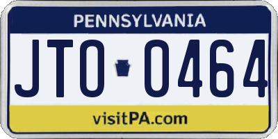 PA license plate JTO0464