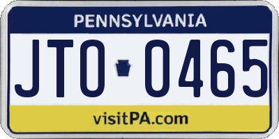 PA license plate JTO0465