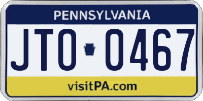 PA license plate JTO0467