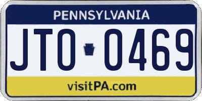 PA license plate JTO0469