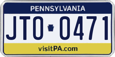 PA license plate JTO0471