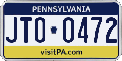 PA license plate JTO0472