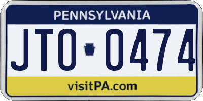 PA license plate JTO0474