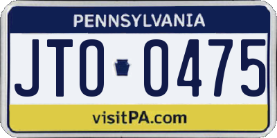 PA license plate JTO0475