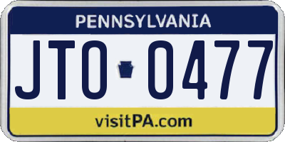 PA license plate JTO0477